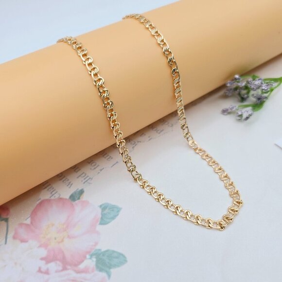 Bold Rose Gold Link Chain Necklace in High Quality Brass - 50cm, XPNL0066 - Picture 5 of 12